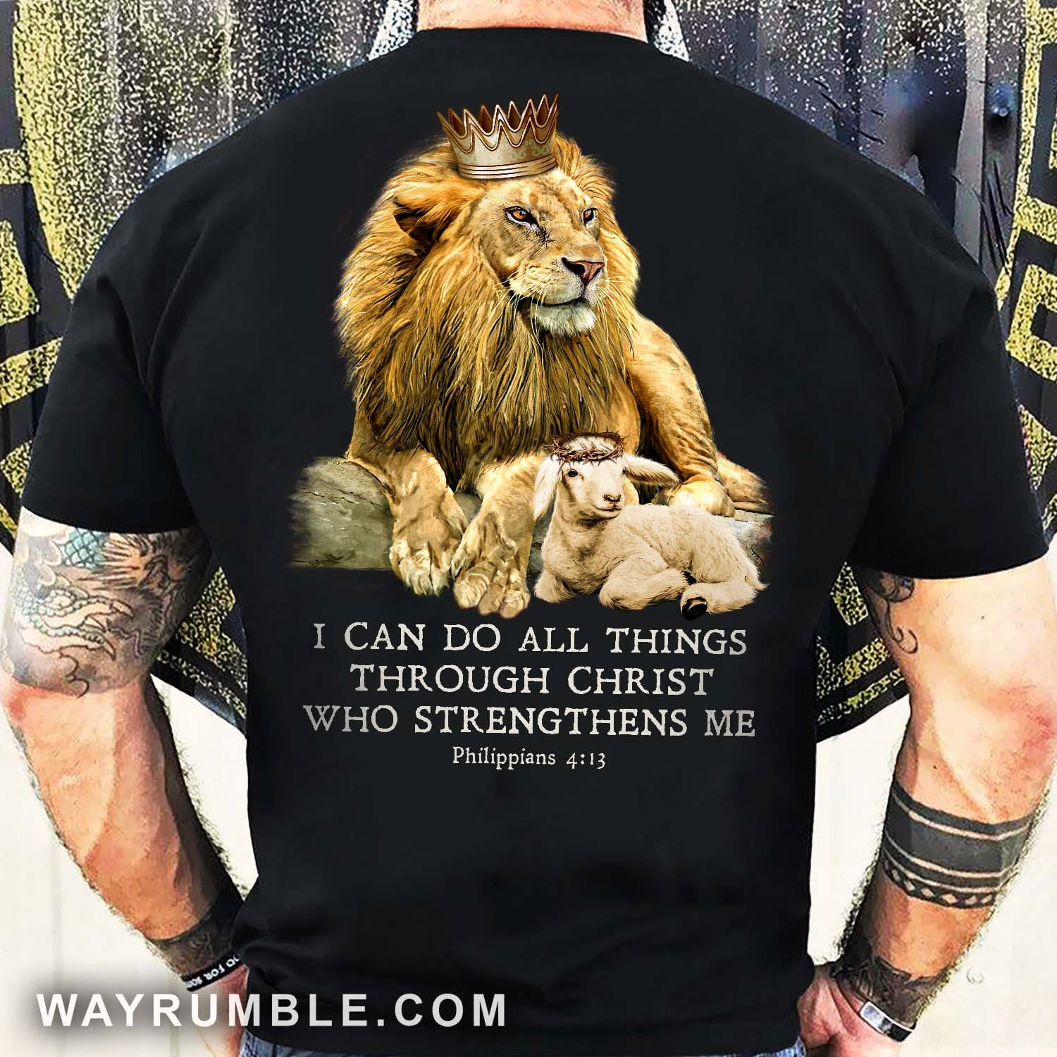 Lion King, Lamb of God, I can do all things through Christ who strengthens me - Jesus Back-printed Black Apparel