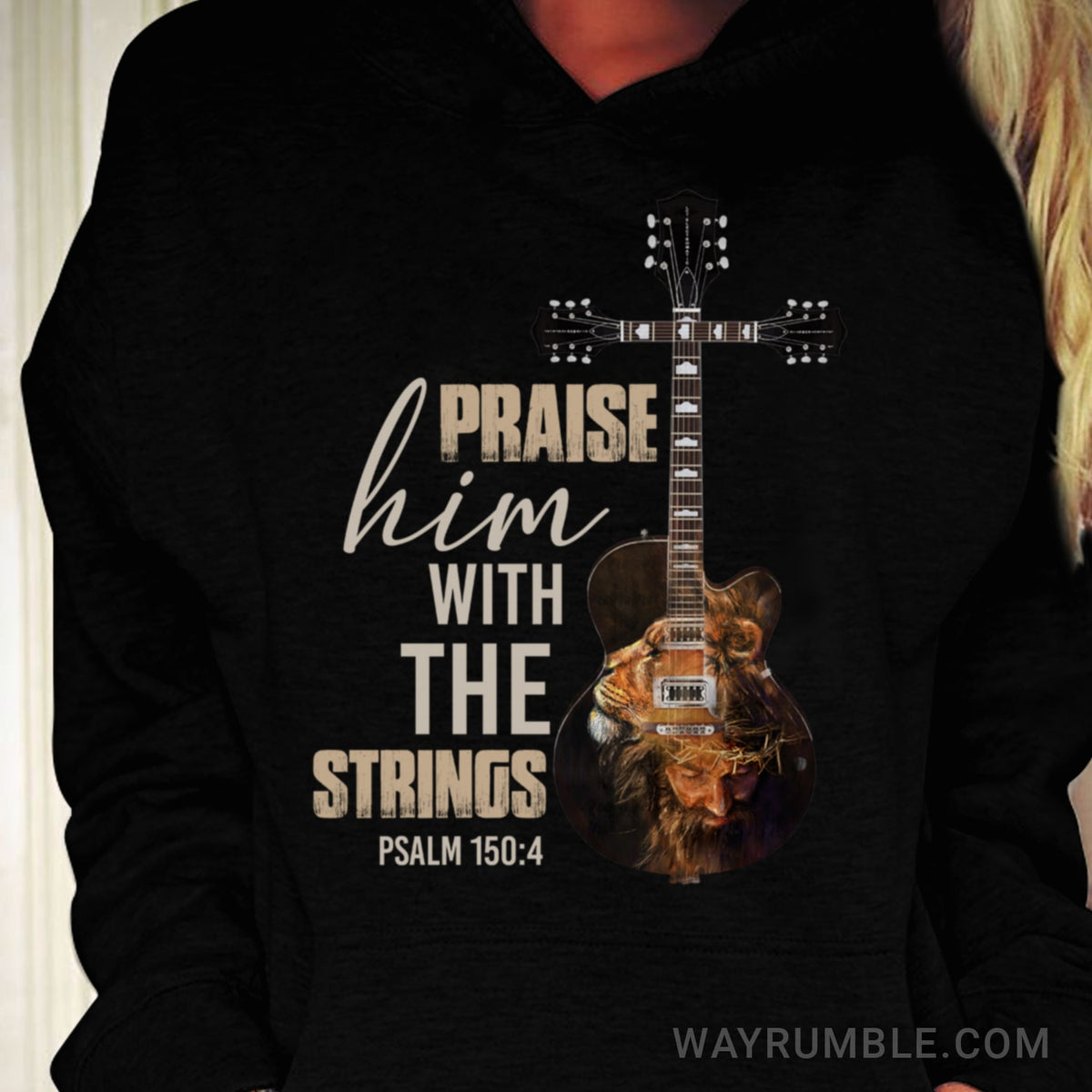 Jesus painting, Guitar, Praise him with the strings - Jesus, Guitarist Black Apparel