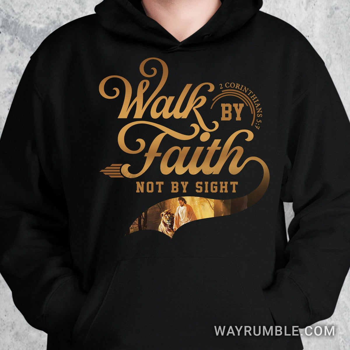 Walking with Jesus, Lion of Judah, Walk by faith, Not by sight - Jesus Black Apparel