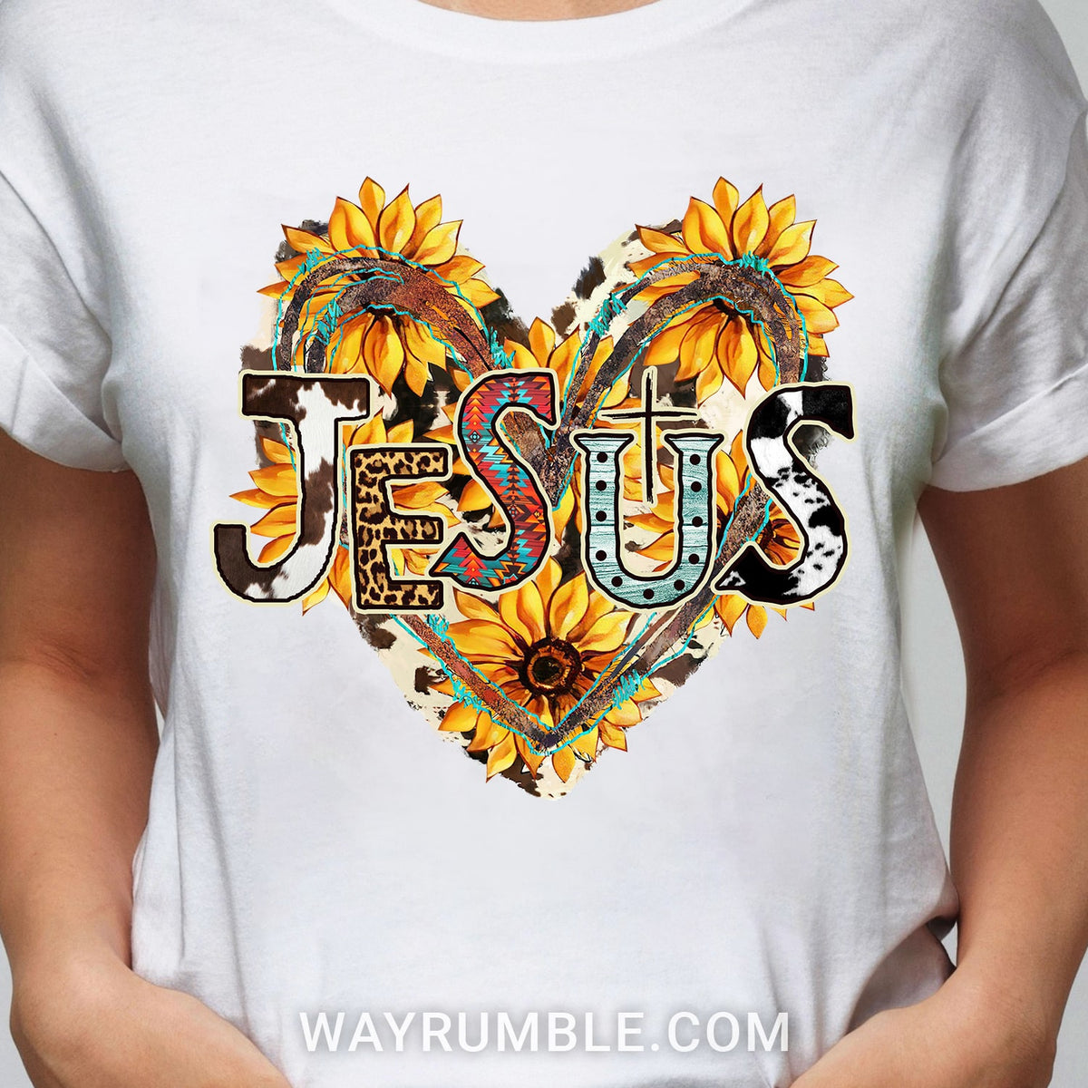 Jesus - Sunflower and Heart - White Apparel
