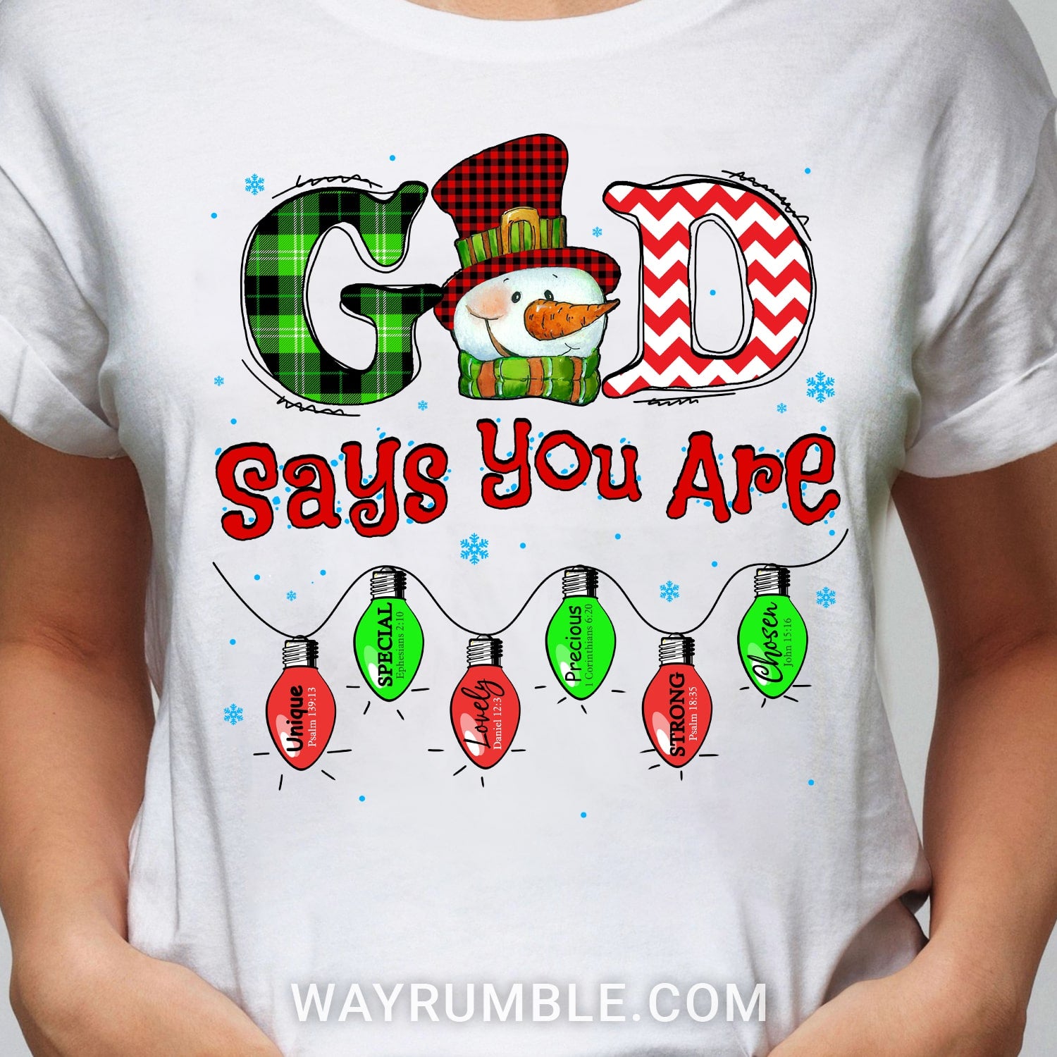 Snowman, Winter, God says you are unique - Jesus, Christmas White Apparel