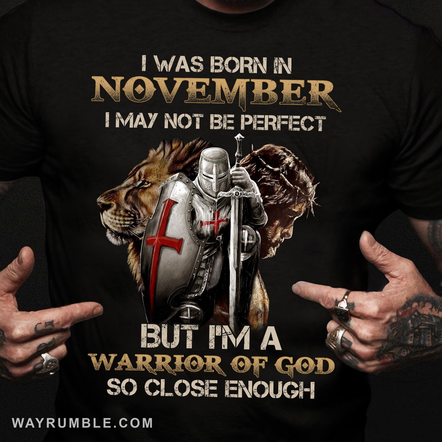 Born in November, I'm a warrior of God, Lion of Judah, Jesus profile - Jesus, Warrior Back Apparel