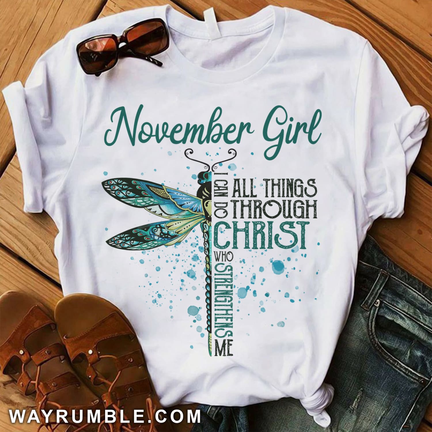 November girl - Jesus, Dragonfly, Christ White Apparel