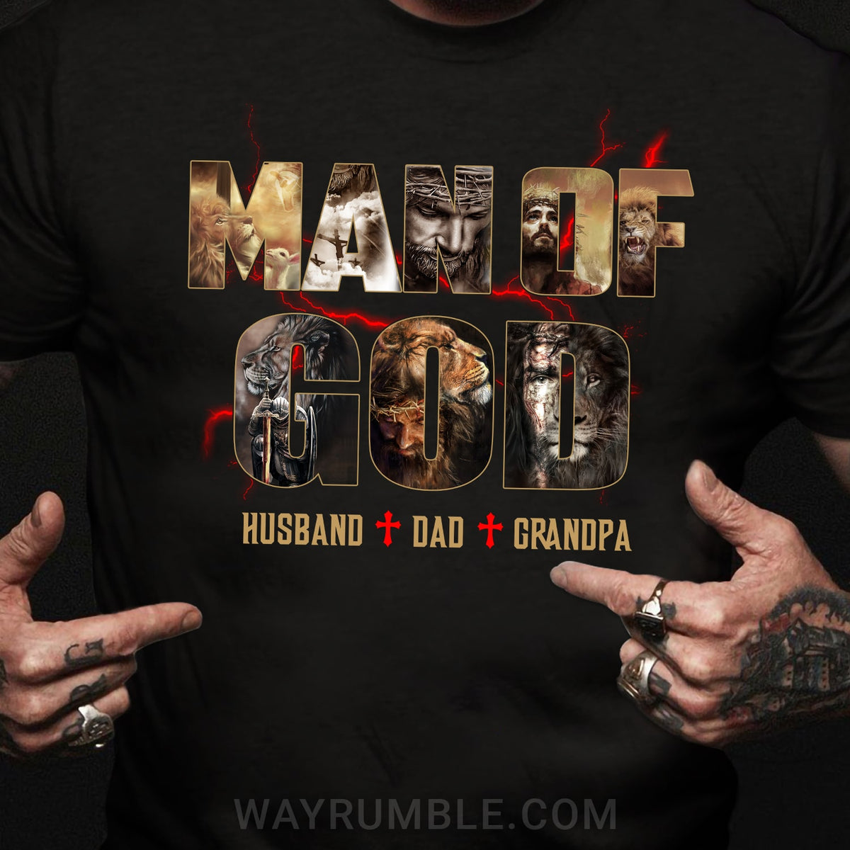 Man of God, Husband Dad Grandpa - Jesus Black Apparel