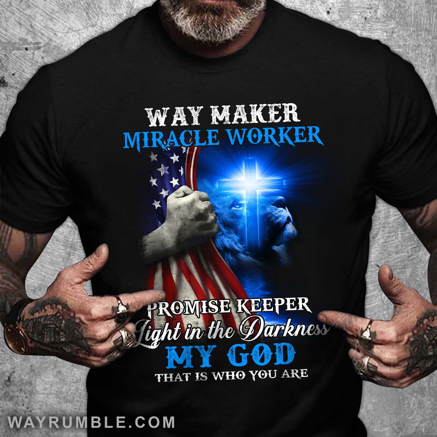 Cross light, US flag, Lion spirit, Jesus is the light in the God - Jesus Black Apparel