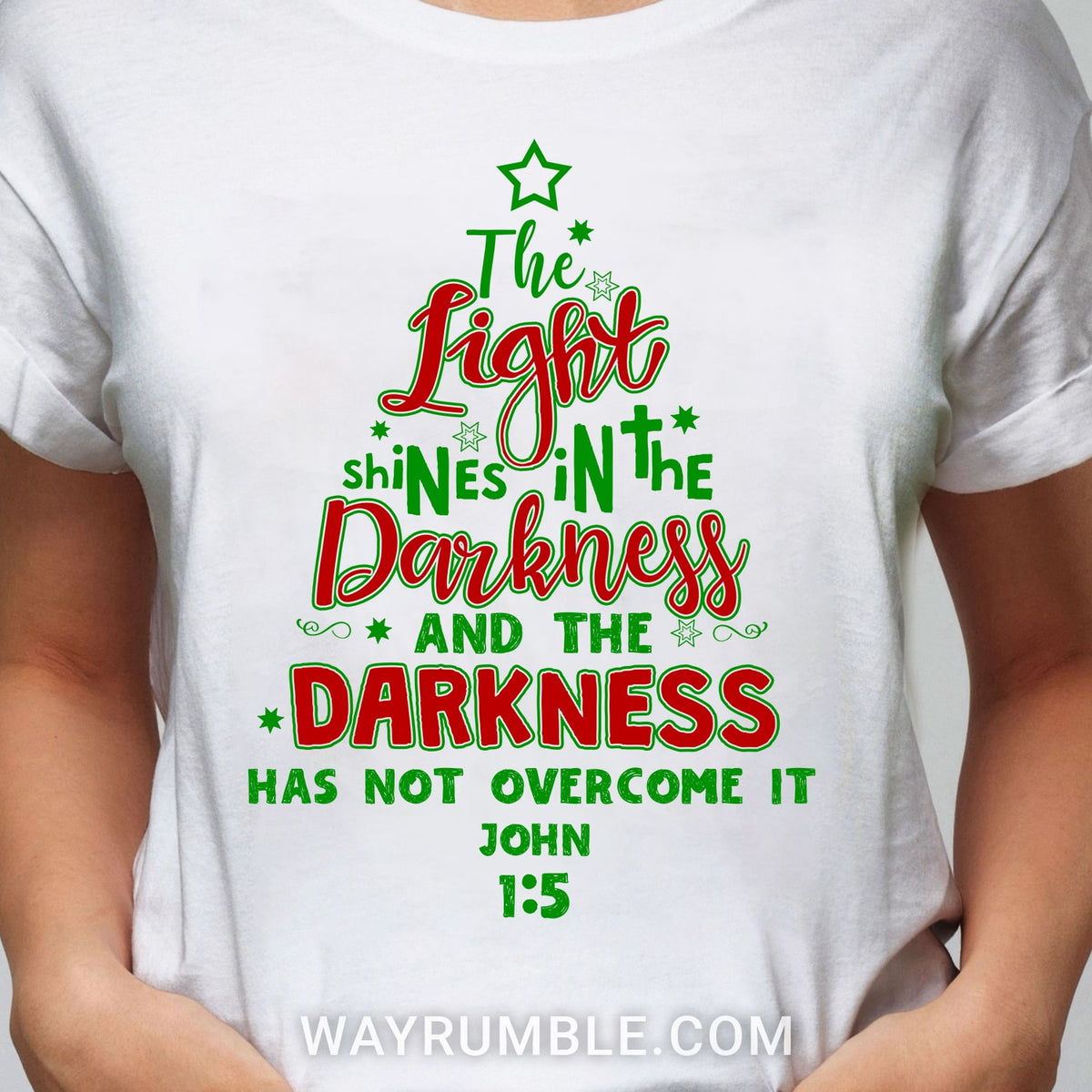 Jesus, Christmas tree - The light shines in the darkness White Apparel