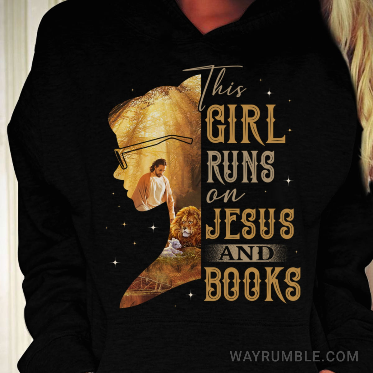 Bookaholic girl, Jesus painting, Lion of Judah, Lamb of God, This girl runs on Jesus an books - Jesus Black Apparel