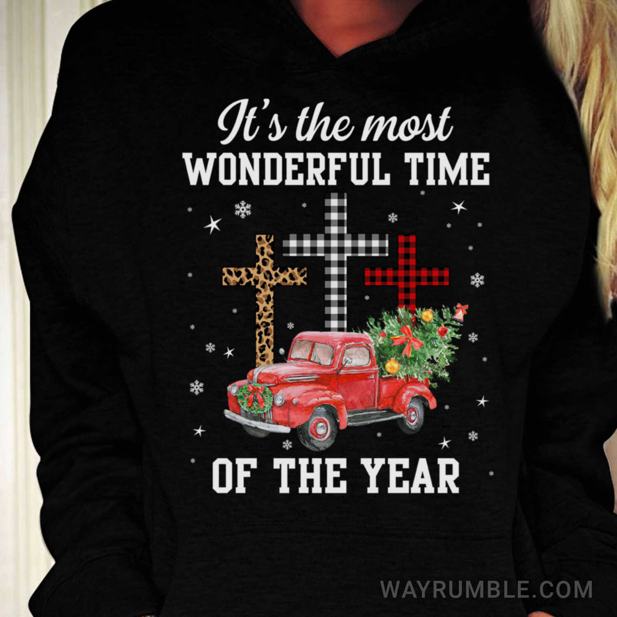 It's the most wonderful time of the year, Christmas, Red truck, Crosses - Jesus Black Apparel
