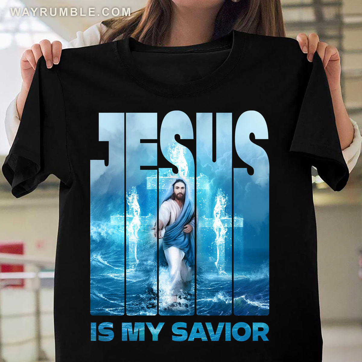 Jesus walking on water, Jesus is my savior - Jesus Black Apparel
