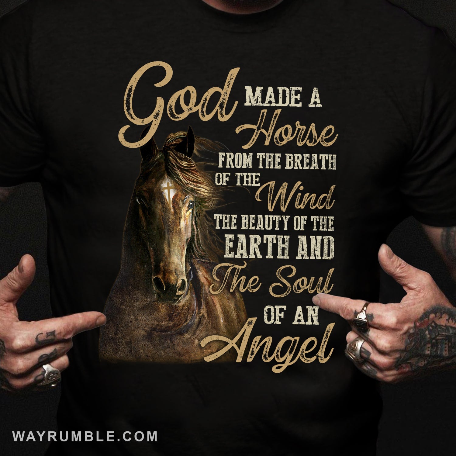 Bay Horse, God made a horse from the breath of the wind - Jesus Black Apparel
