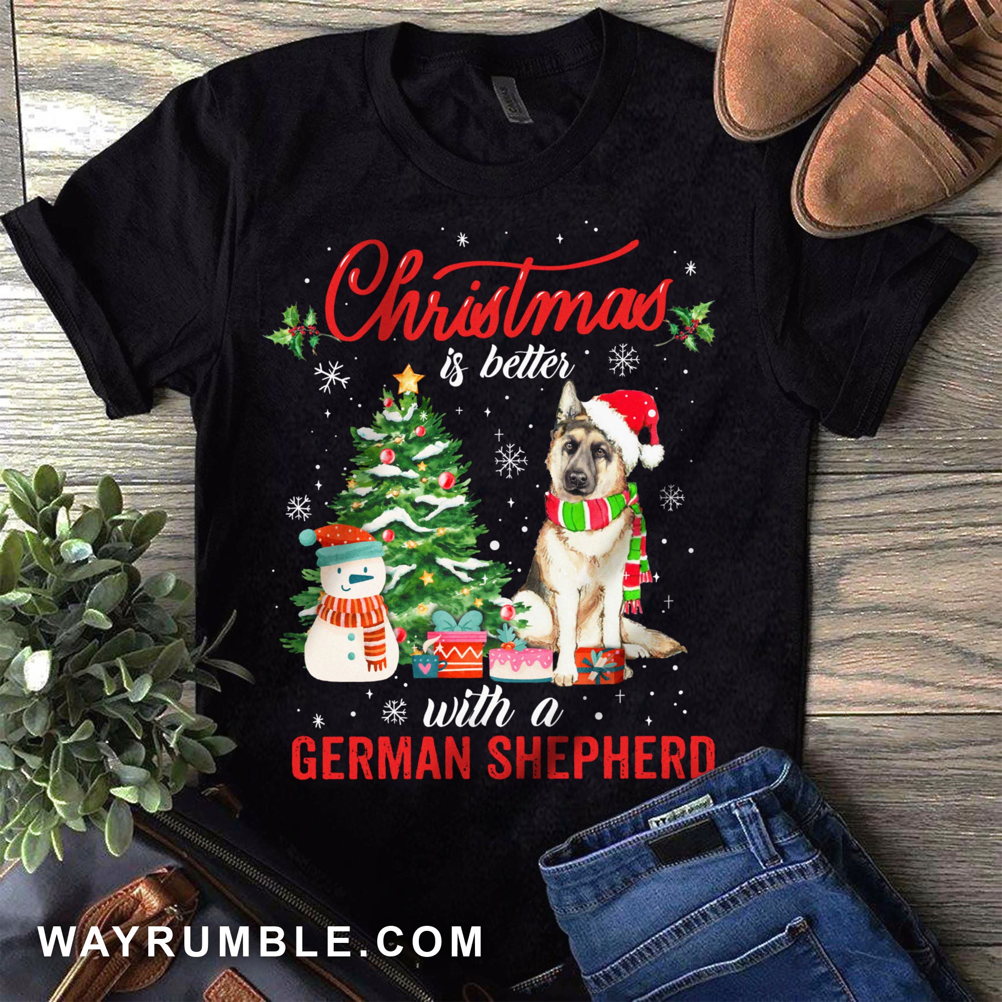 Christmas tree, Christmas is better with a German Shepherd - Jesus Black Apparel