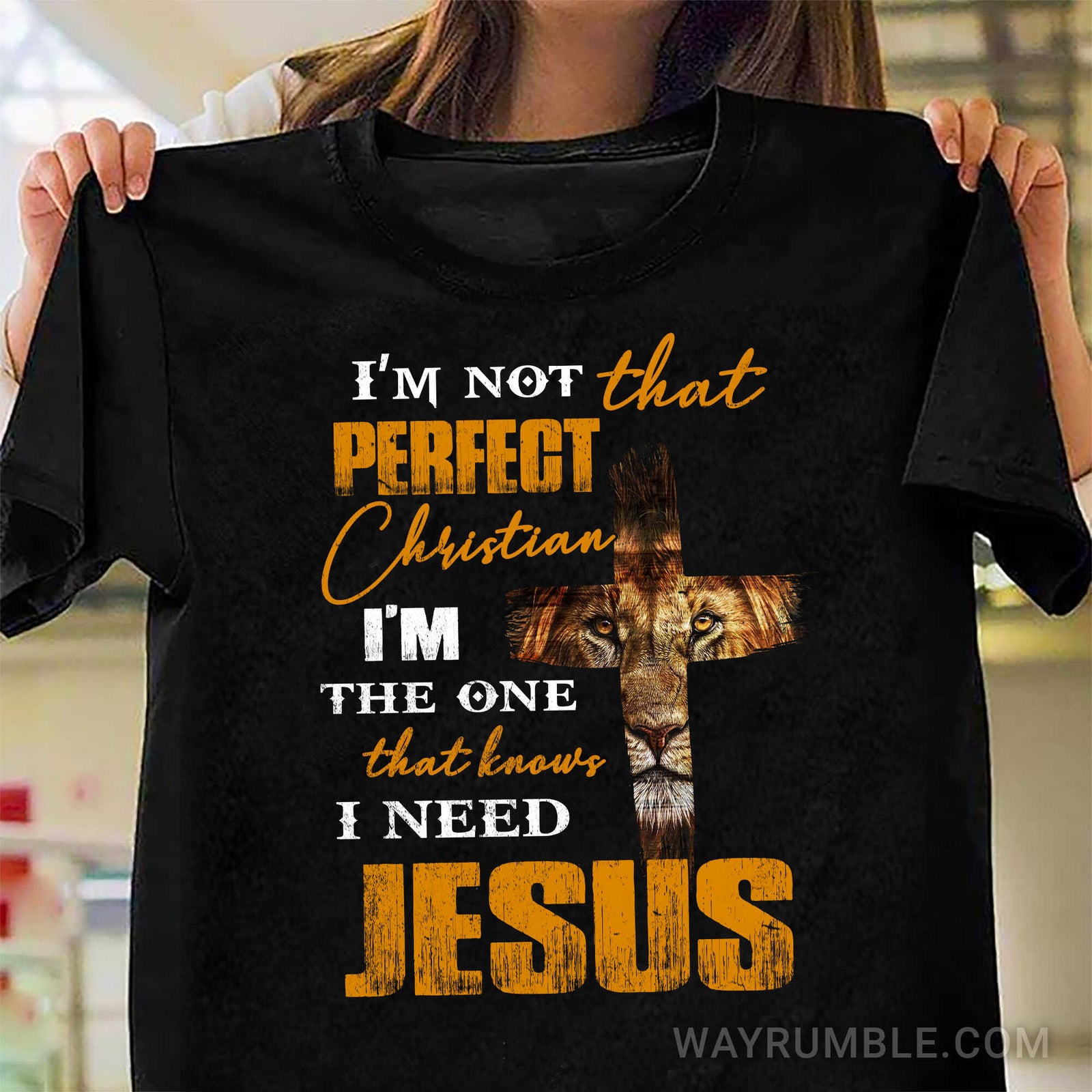 Lion of Judah and the Cross, I'm not that perfect Christian - Jesus Black Apparel