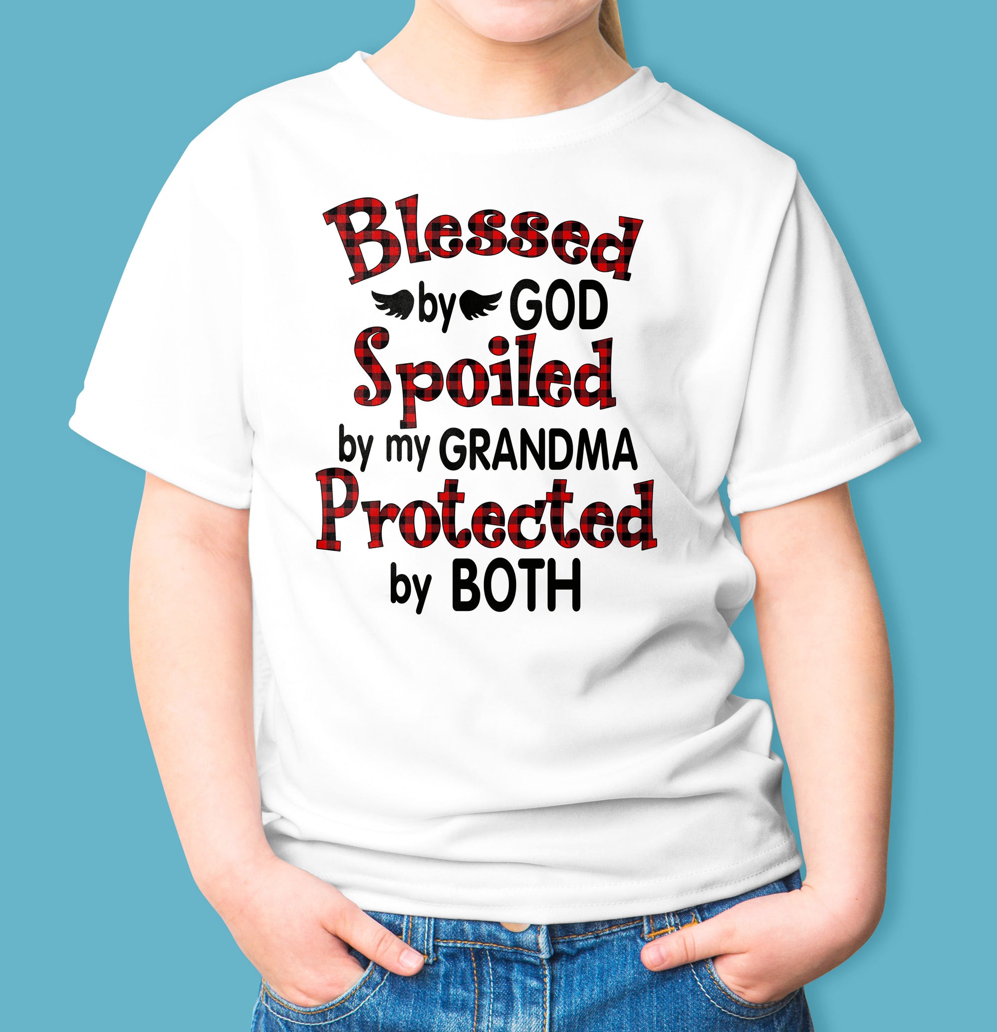 Blessed by God, Spoiled by my Grandma - Jesus Kid White T-shirt