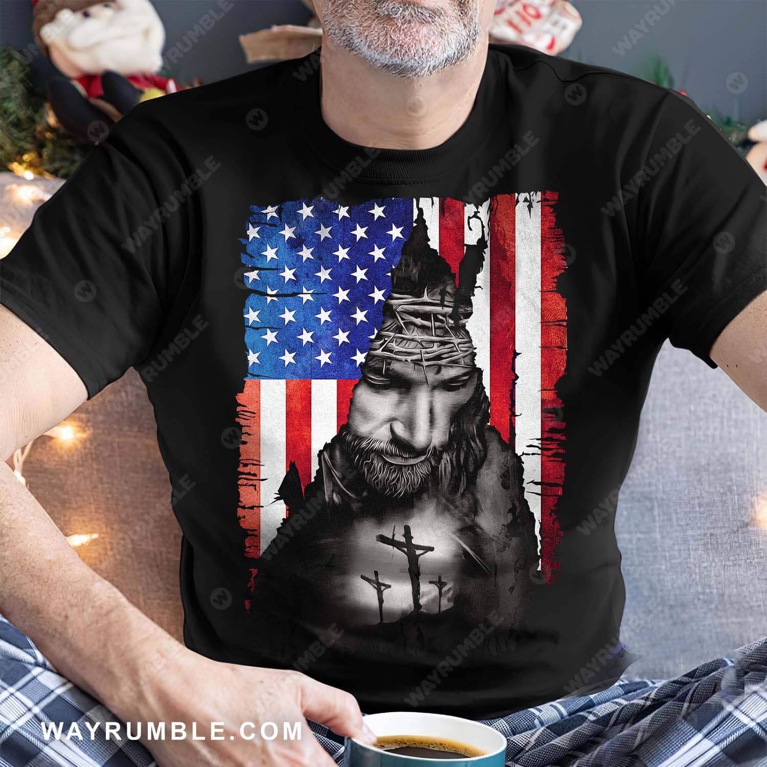 Us flag, Jesus saved us - Jesus Black Apparel