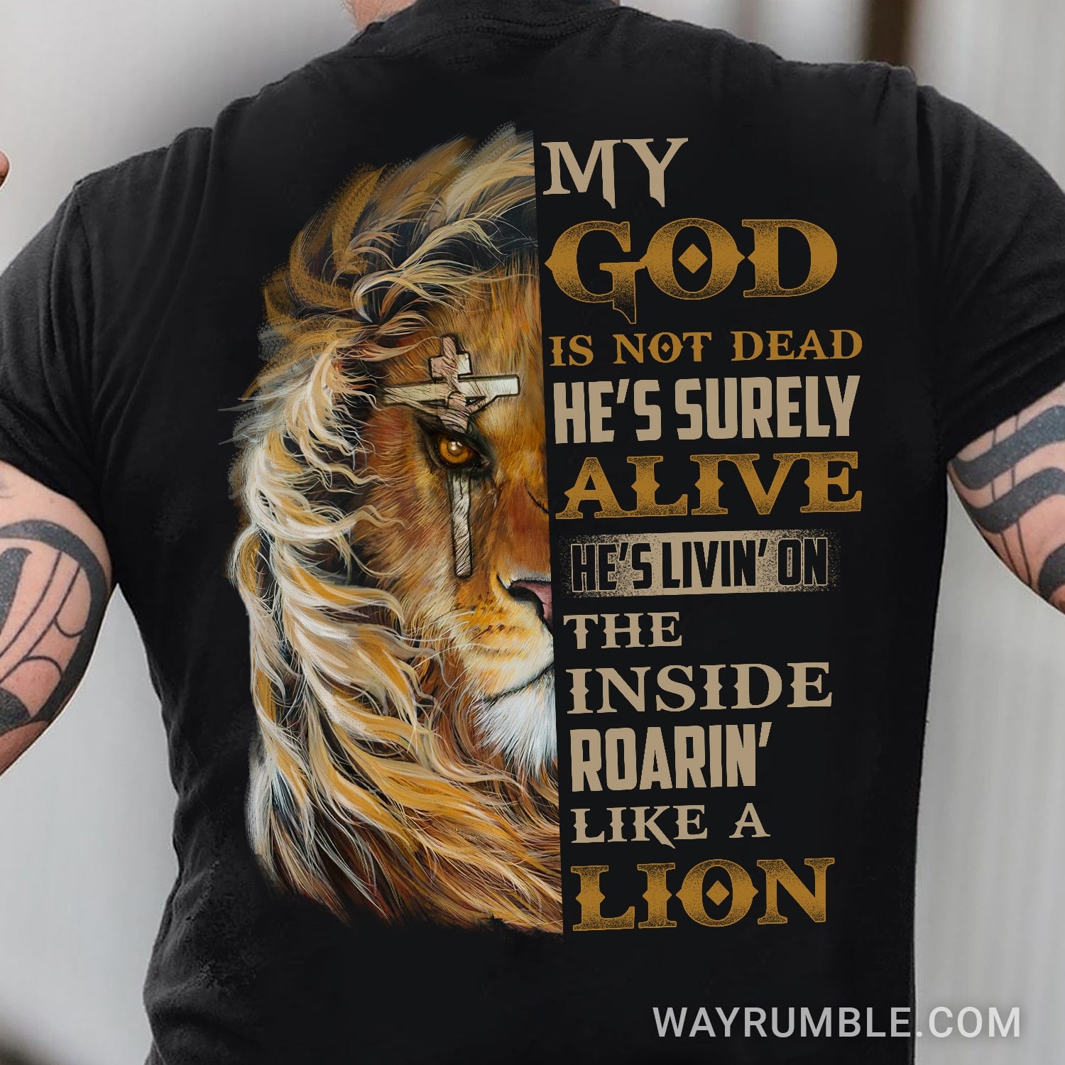 Lion of Judah, My God is not dead - Jesus Back-printed Black Apparel