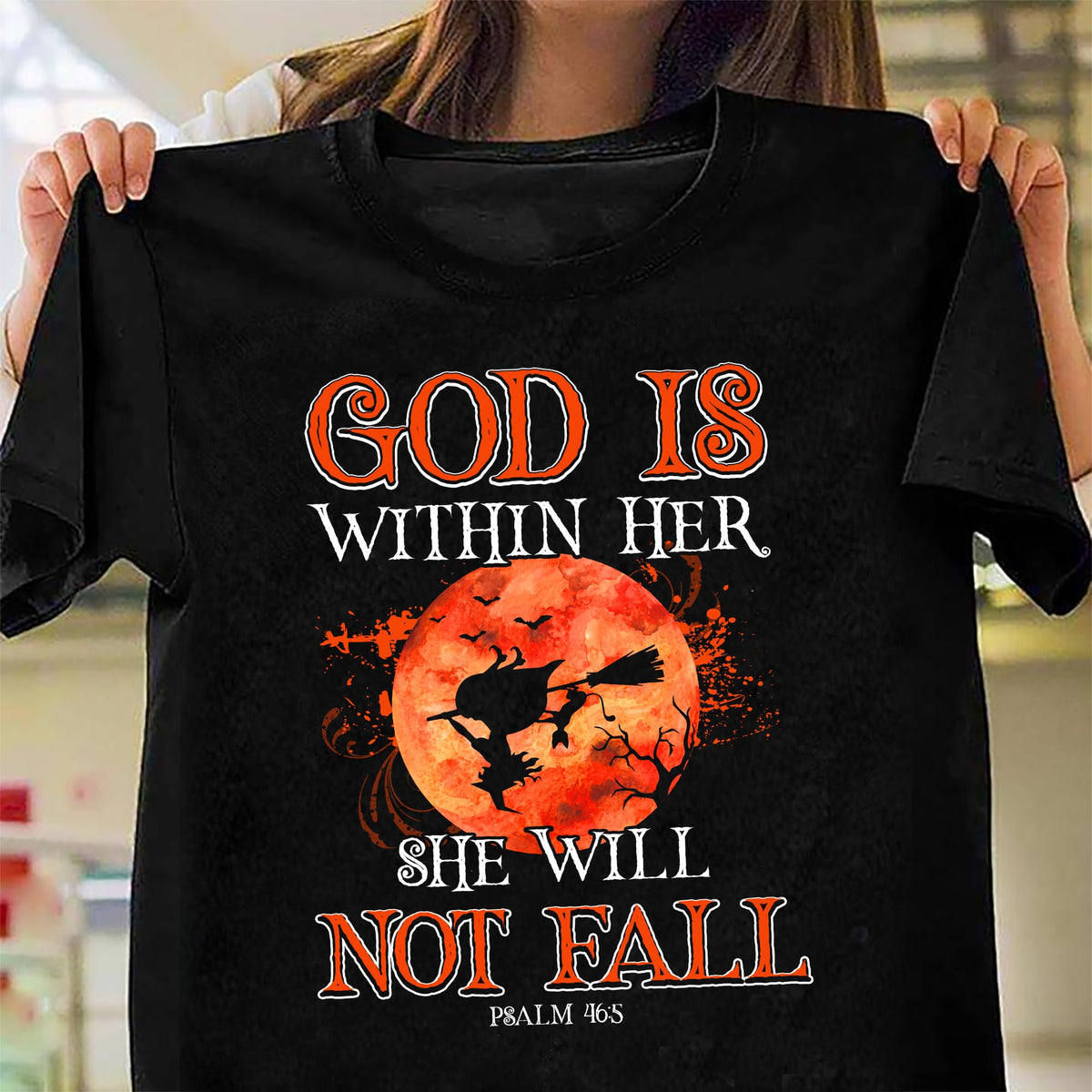 Jesus - Halloween - God is within her, She will not fall - Black Apparel