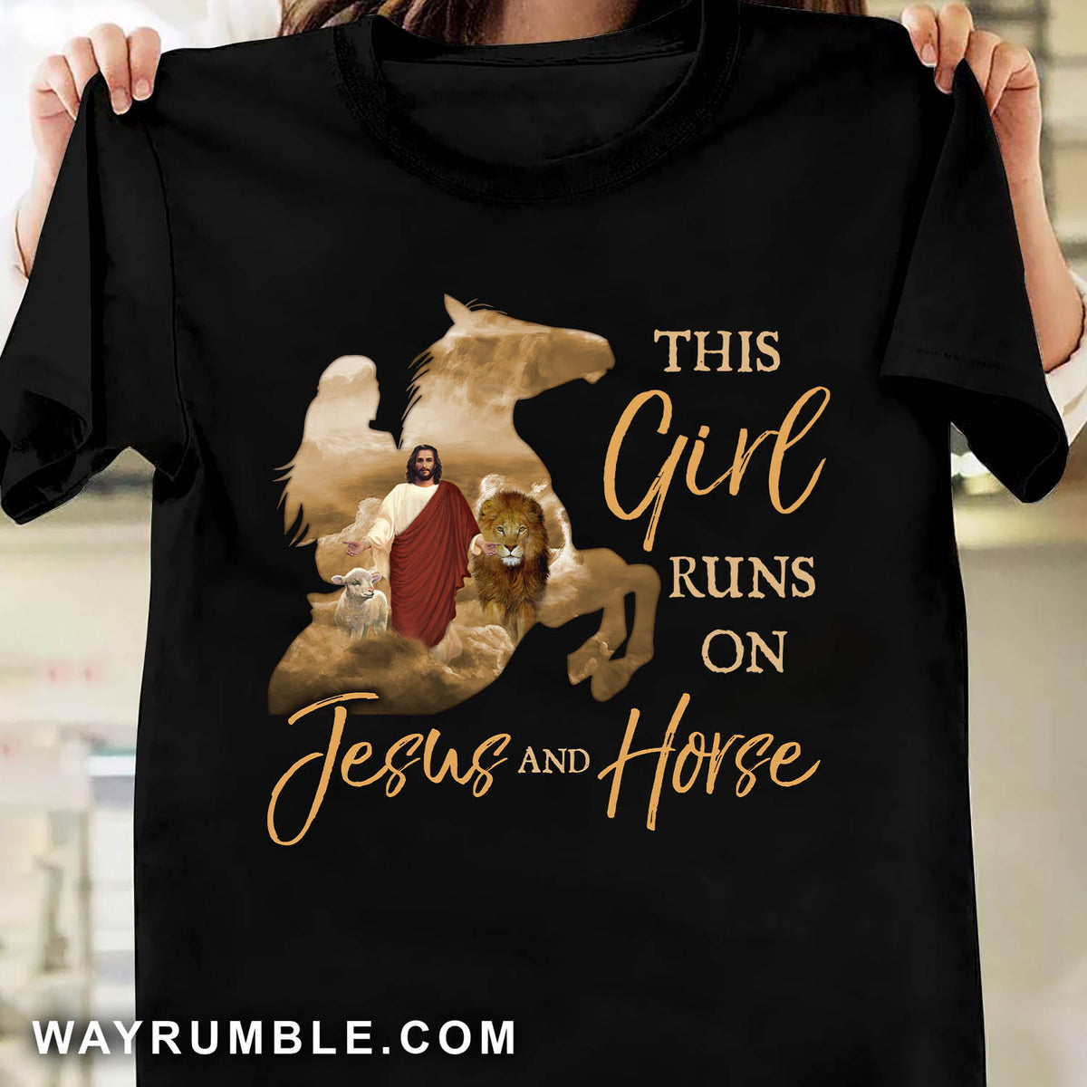 Jesus walking, Lion king, Animal pattern, This girl runs on Jesus and horse - Jesus Black Apparel
