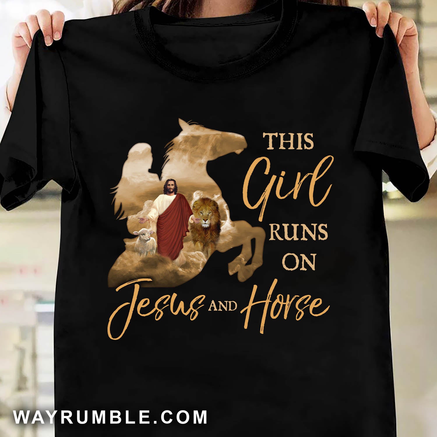 Jesus walking, Lion king, Animal pattern, This girl runs on Jesus and horse - Jesus Black Apparel