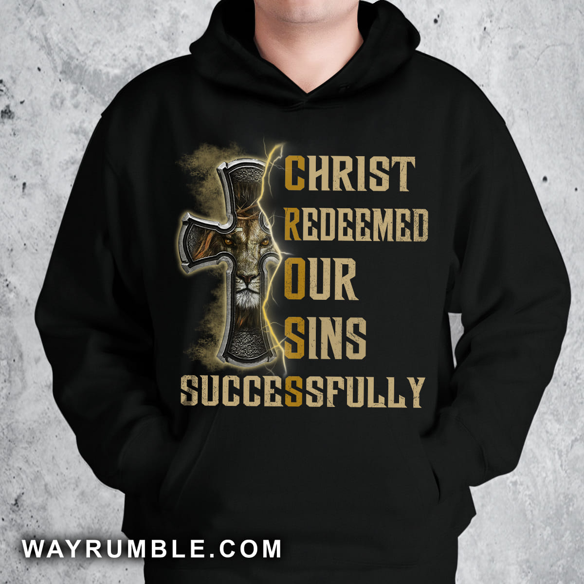 Beautiful cross, Lion painting, Christ redeemed our sins successfully - Jesus Black Apparel