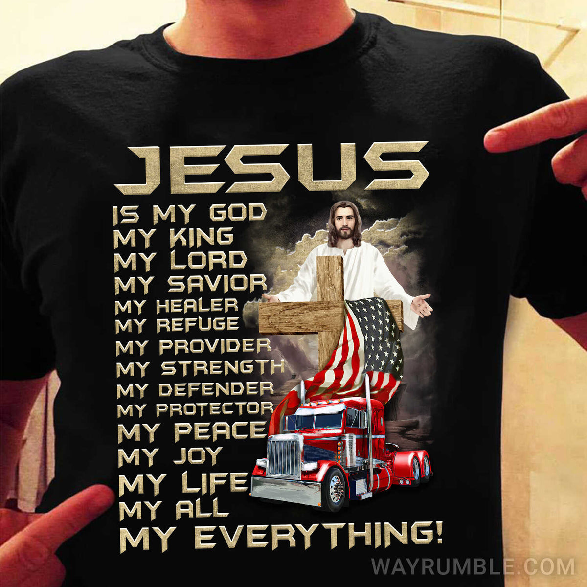 Jesus - Red truck - Jesus is my everything - Black Apparel