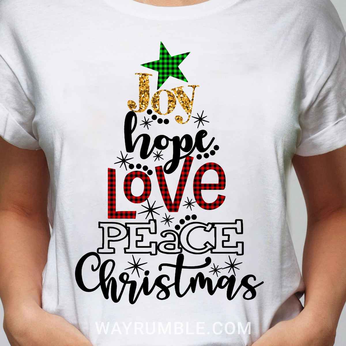 Jesus - Christmas - Joy Hope Love Peace - White Apparel