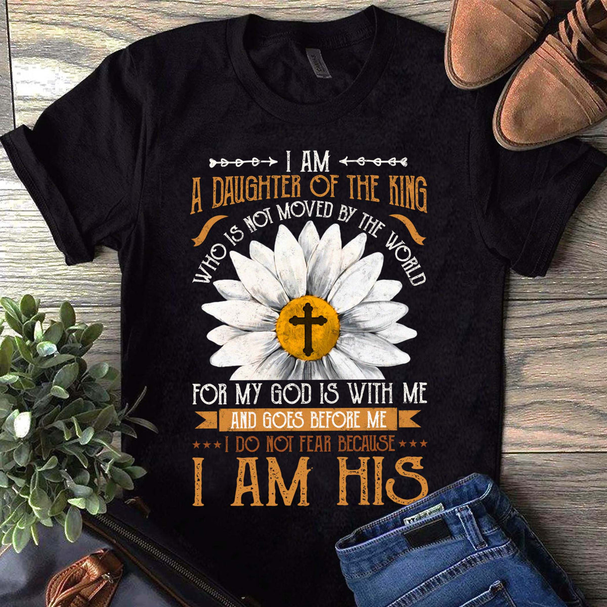 Jesus - Daisy Flower - I am a daughter of the king - black Apparel