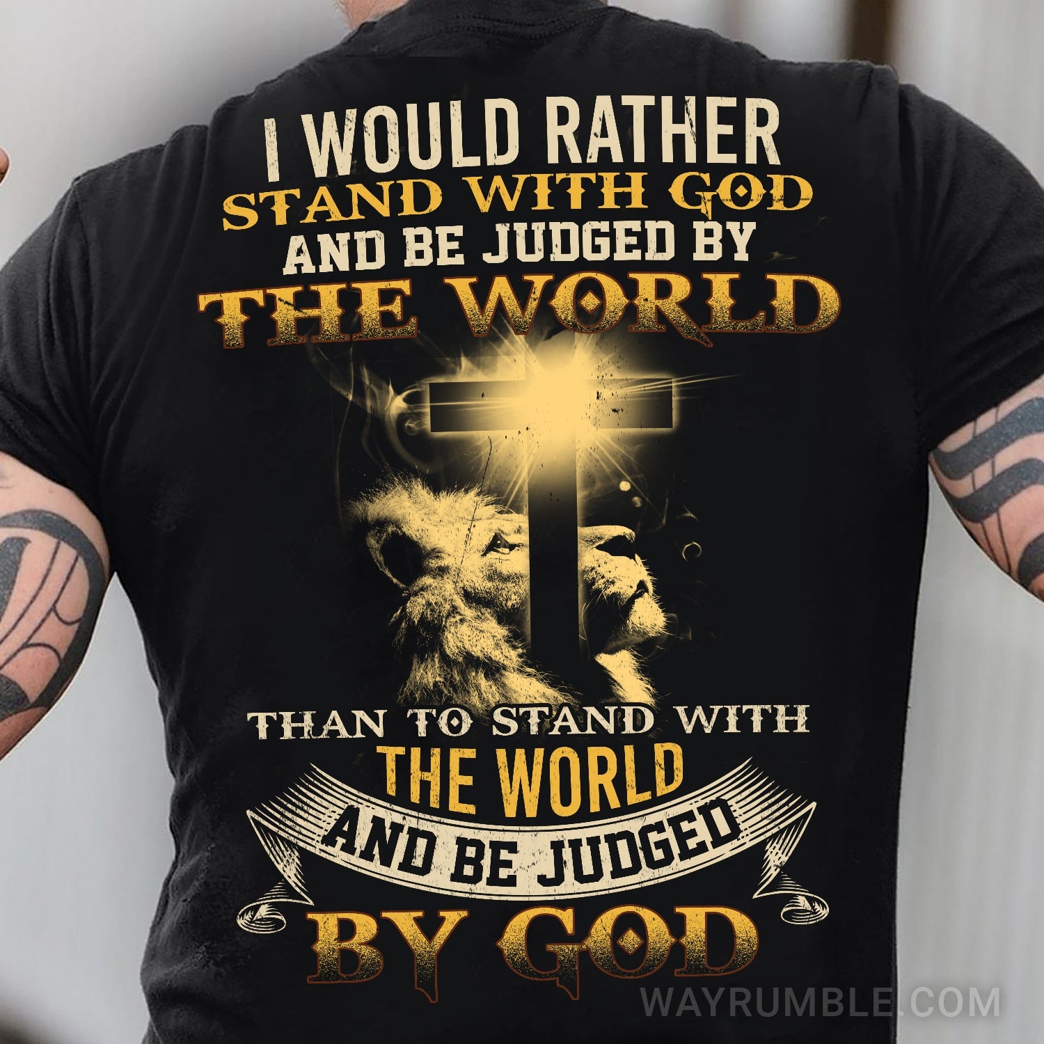 Jesus - I would rather stand with God & Be judged by the world - Back-printed Black Apparel 