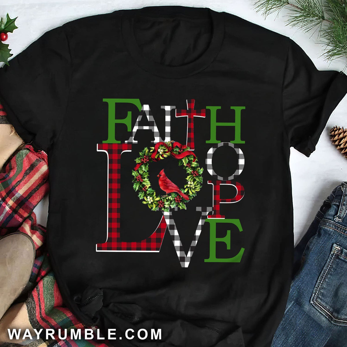Faith Hope Love - Jesus, Christmas Black Apparel