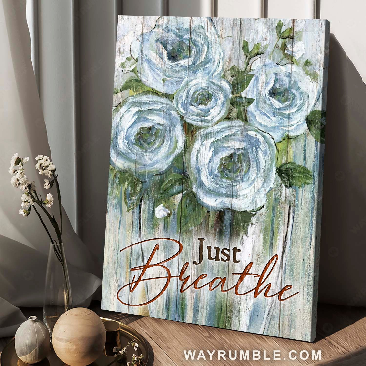 Blue flower, Flower vase, Beautiful drawing, Just breathe - Jesus Portrait Canvas Prints, Home Decor Wall Art