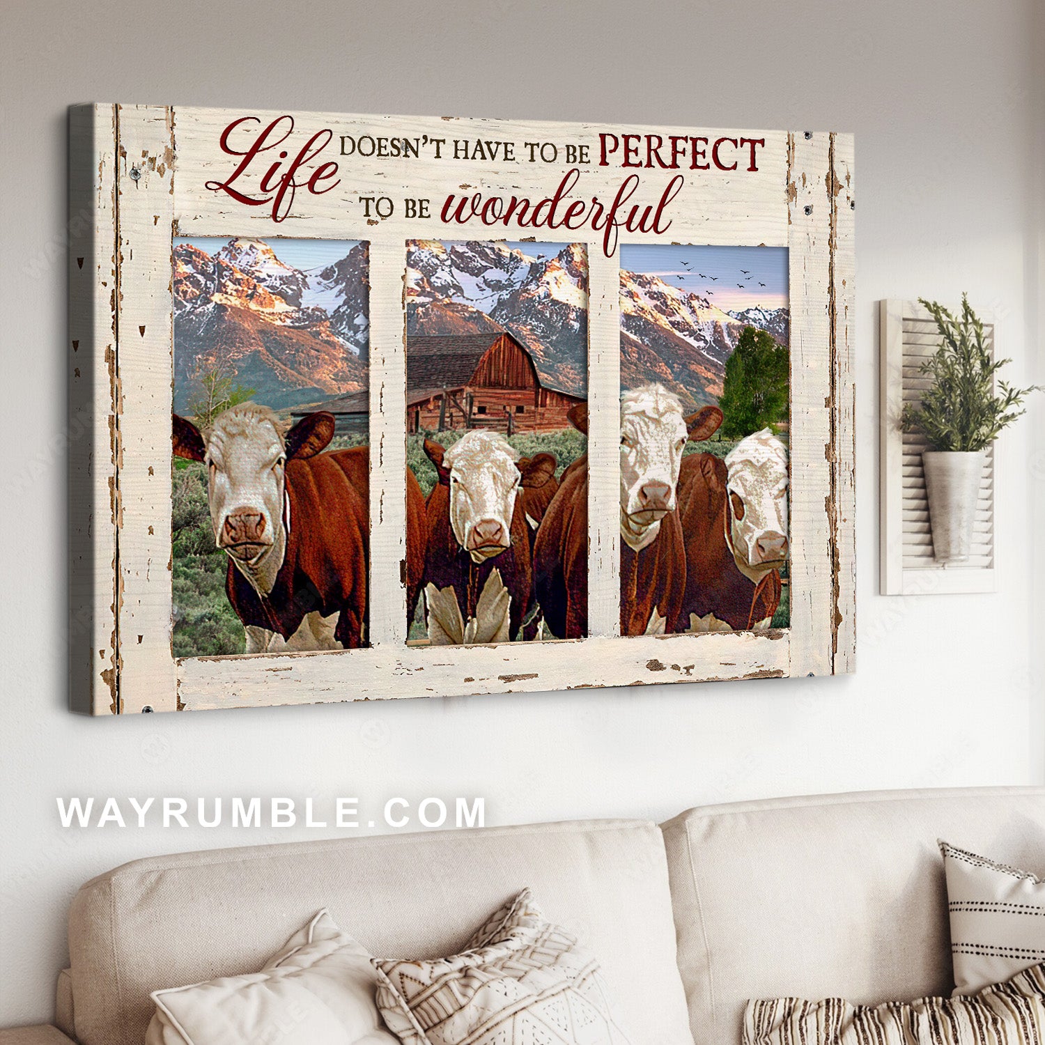 Jesus, Funny Cow, Mountain, Farm - To be wonderful Landscape Canvas Prints, Wall Art