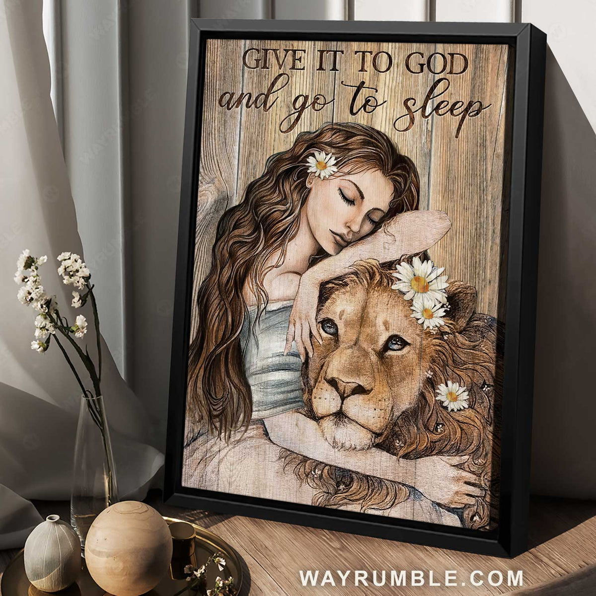 Little lion of Judah, Beautiful girl, Daisy, Give it to God and go to sleep - Jesus Portrait Canvas Prints, Home Decor Wall Art