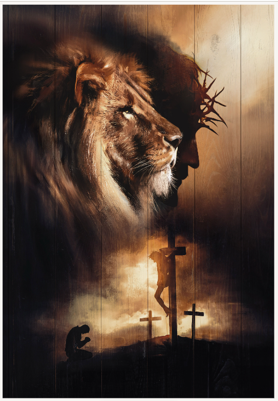 Digital print - Lion of Judah, Jesus profile painting, Praying with Je ...