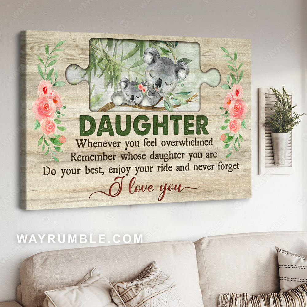 Mom to daughter, Koala drawing, Bamboo forest, Never forget I love you - Family Landscape Canvas Prints, Wall Art