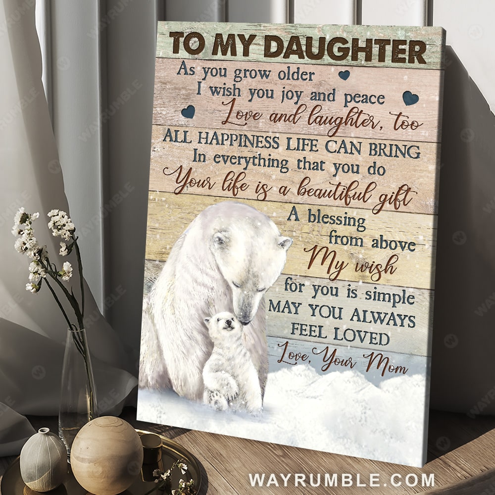 Mom to daughter, White bear drawing, Winter forest, Your life is a beautiful gift - Family Portrait Canvas Prints, Wall Art