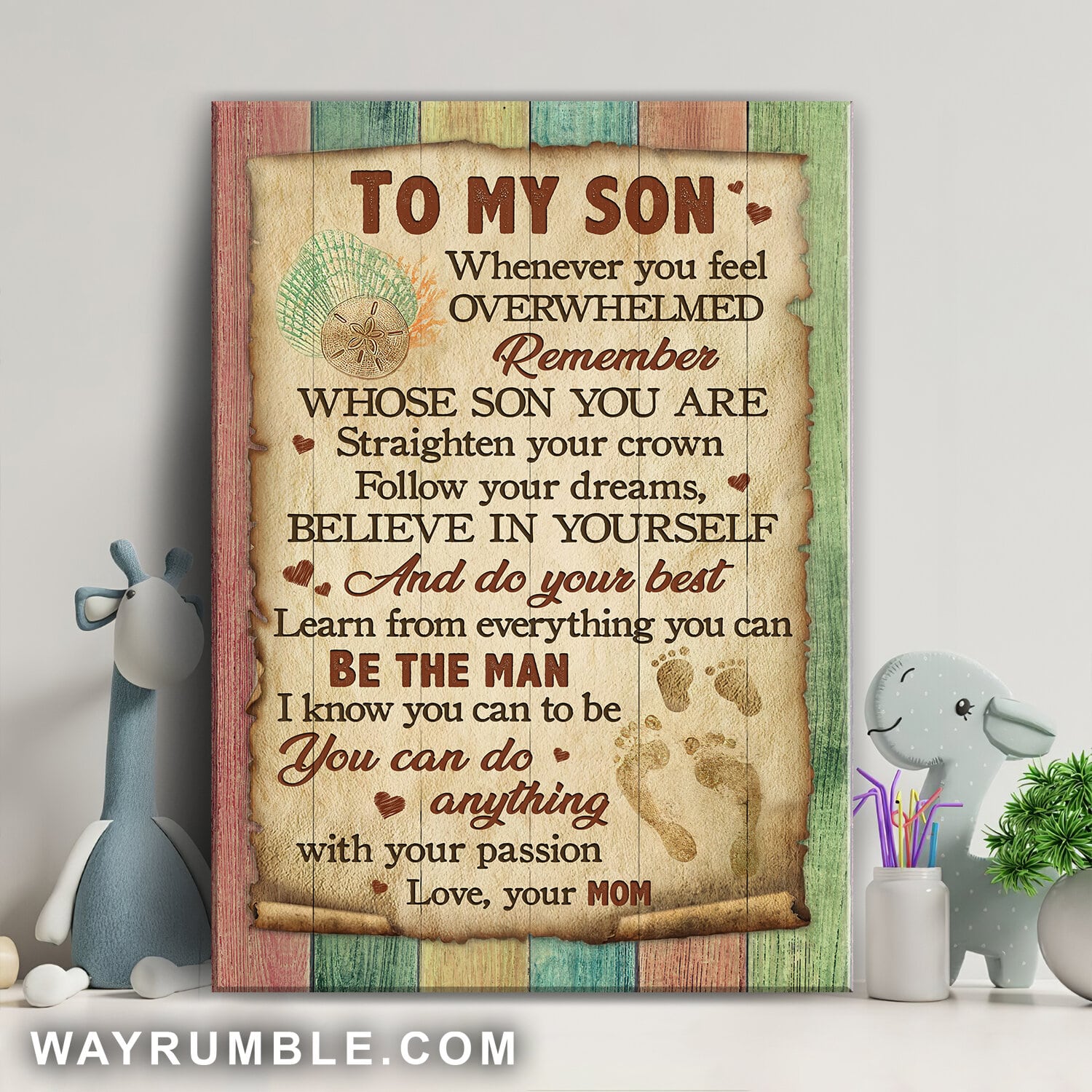 Mom to son, Barefoot, You can do anything with your passion - Family Portrait Canvas Prints, Wall Art