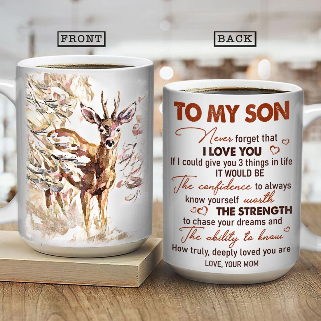Mom to son, Deer drawing, Spring forest, Never forget that I love