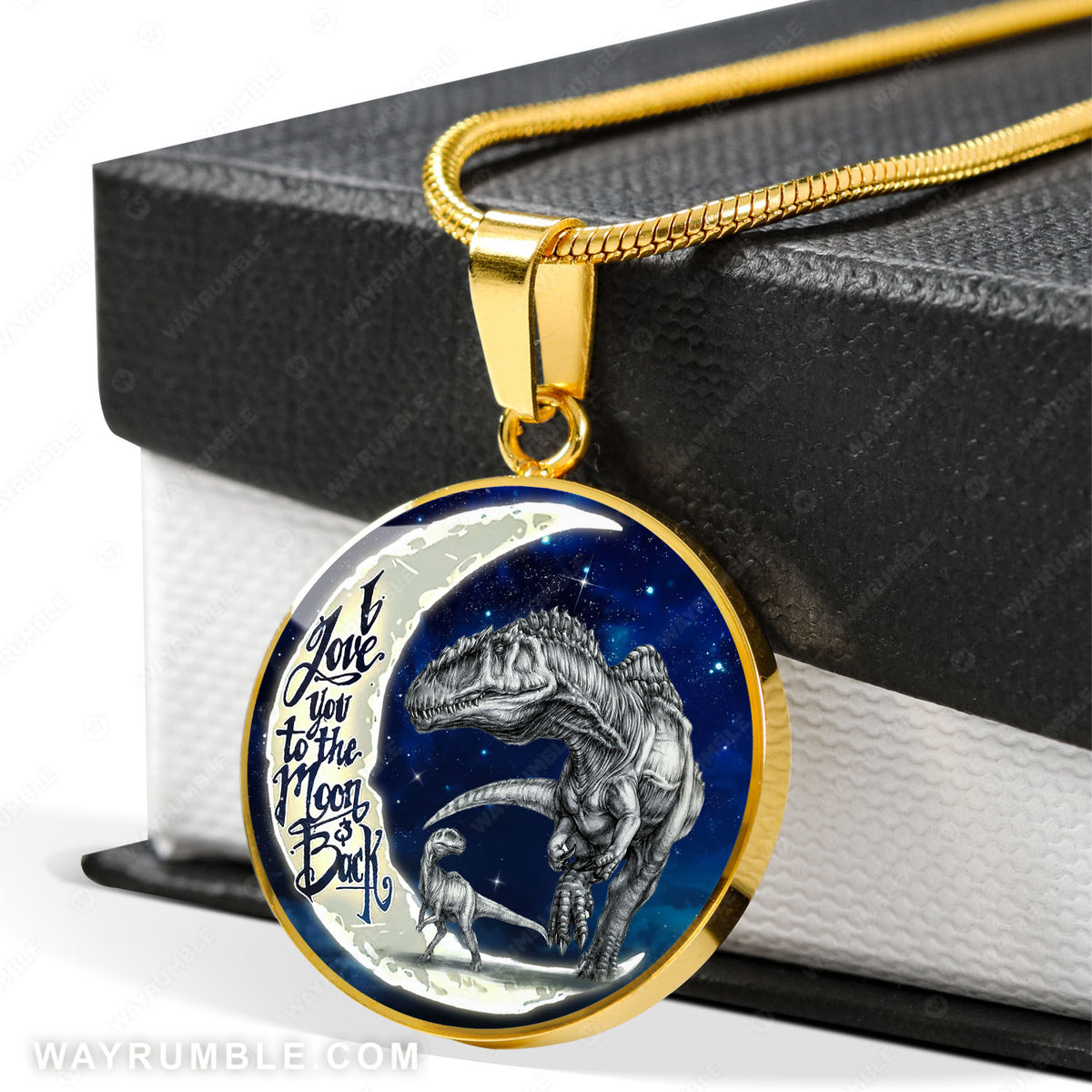 Mom to son, Dinosaur drawing, Full-moon, Galaxy painting, I love you to the moon and back - Family Circle Necklace