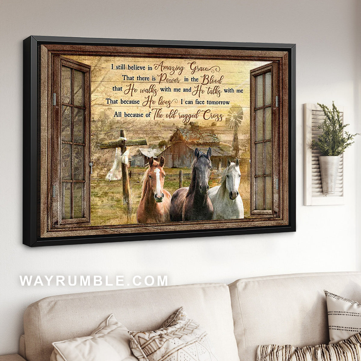 Old Barn Painting, Horse painting, Countryside landscape, I still believe in amazing grace - Jesus Landscape Canvas Prints, Christian Wall Art