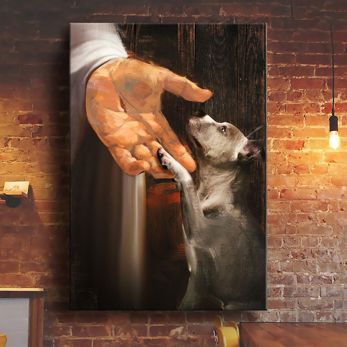 Pit bull, Jesus hand - Jesus Portrait Canvas Prints, Wall Art