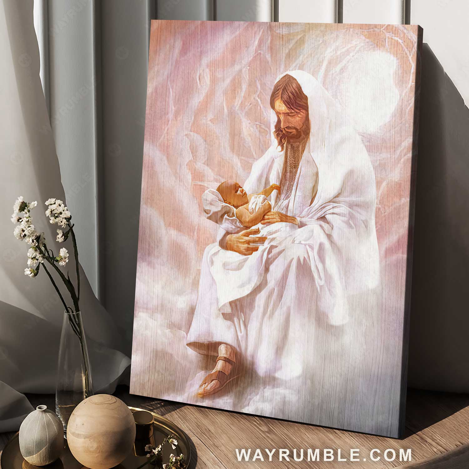 Beautiful heaven, Jesus painting, Jesus the savior, Jesus and a baby - Jesus Portrait Canvas Prints, Christian Wall Art