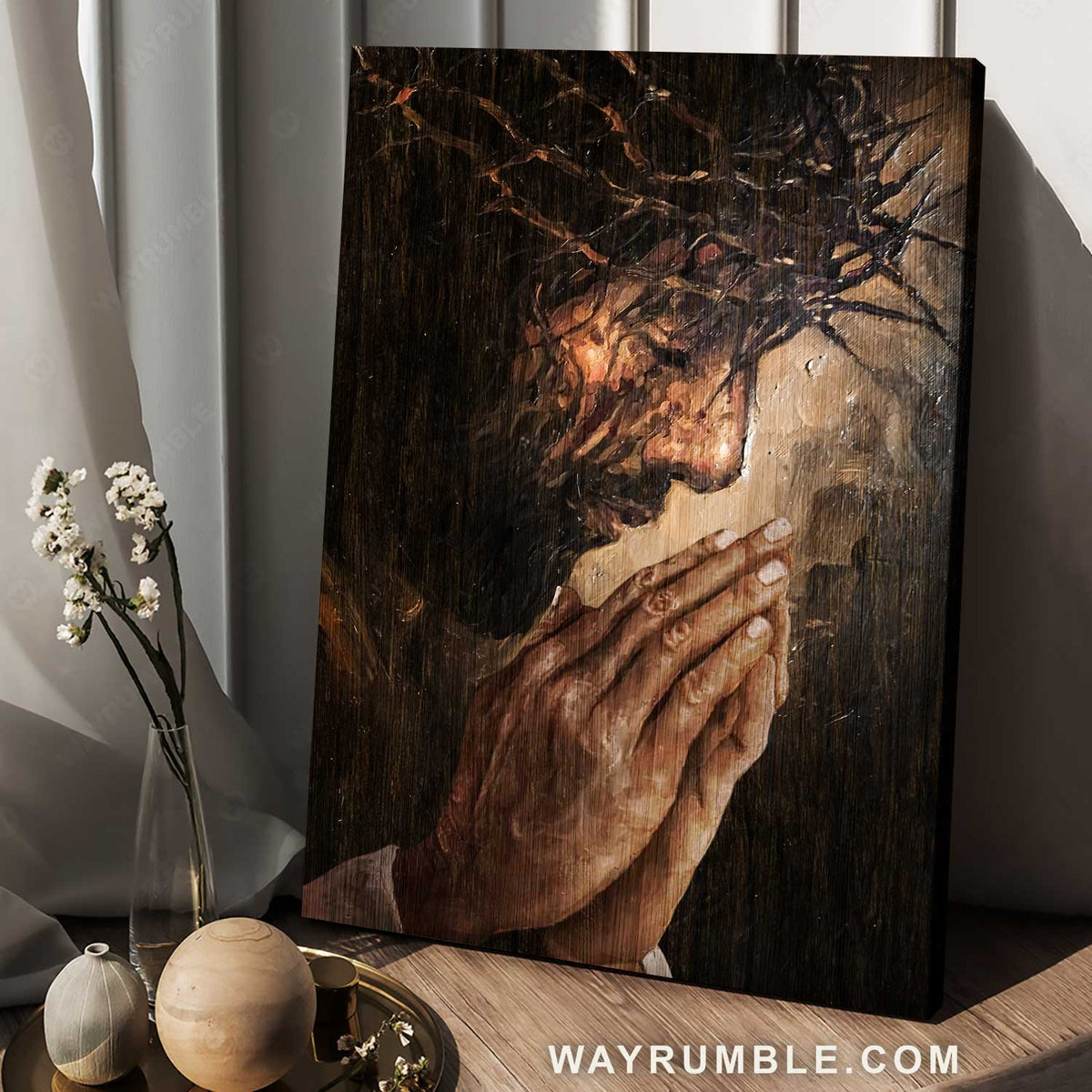 Crown of thorns, Jesus painting, Jesus prayer, Religious art - Jesus Portrait Canvas Prints, Christian Wall Art