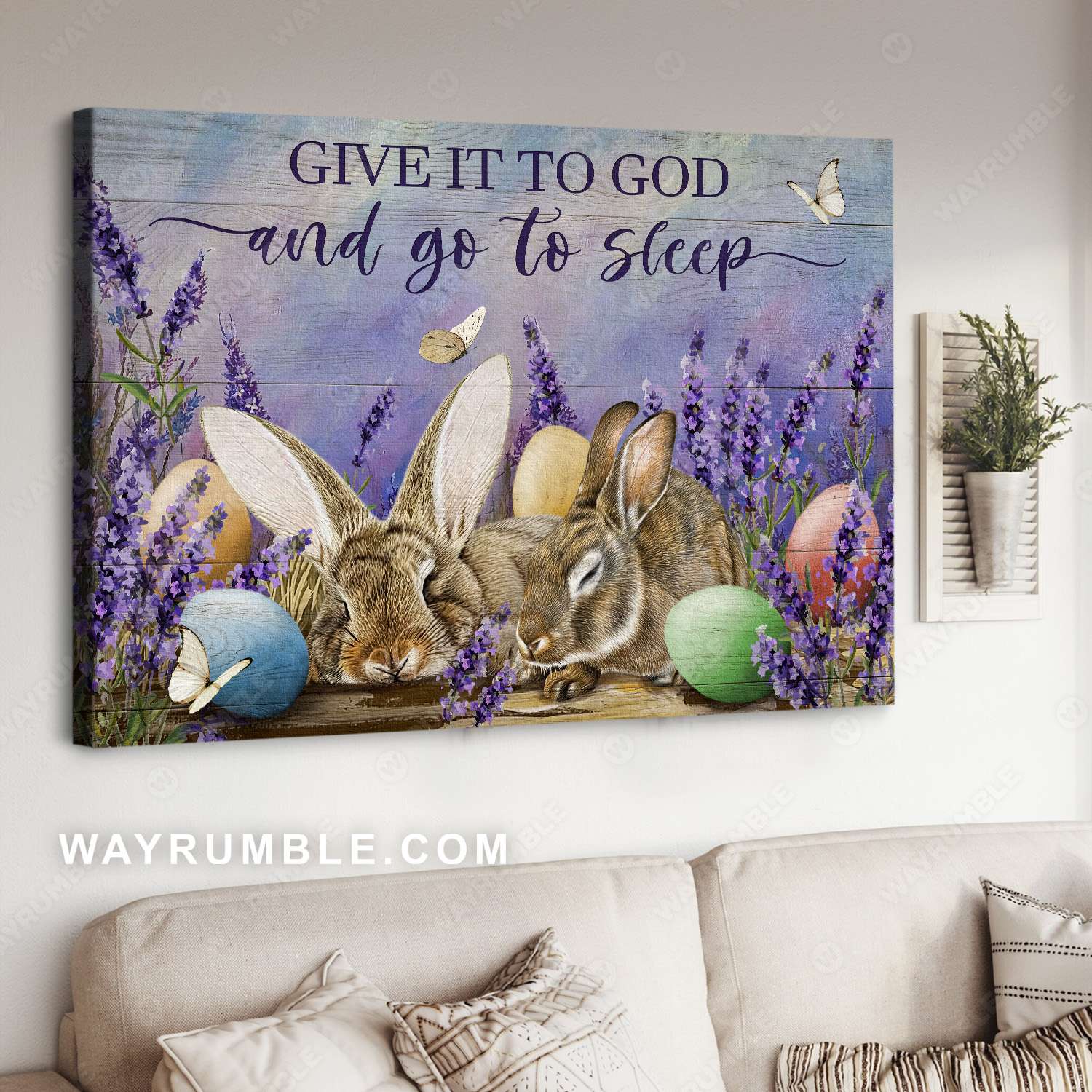 The Easter Bunny, Jesus, Lavender, Give it to god - Jesus Landscape Canvas Prints, Christian Wall Art