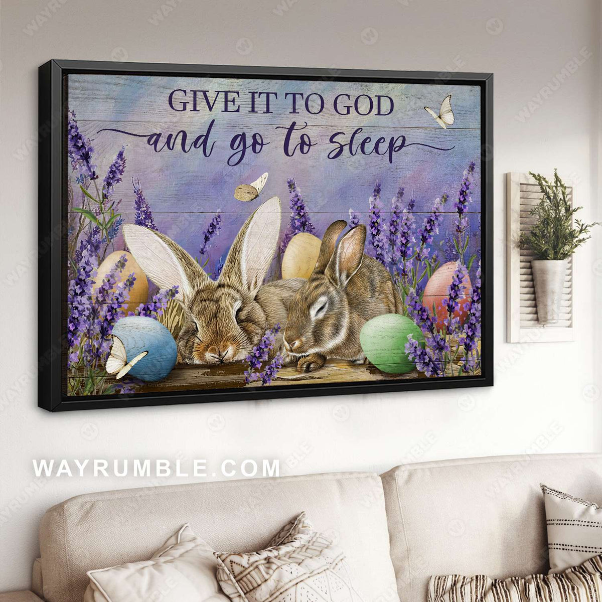 The Easter Bunny, Jesus, Lavender, Give it to god - Jesus Landscape Canvas Prints, Christian Wall Art