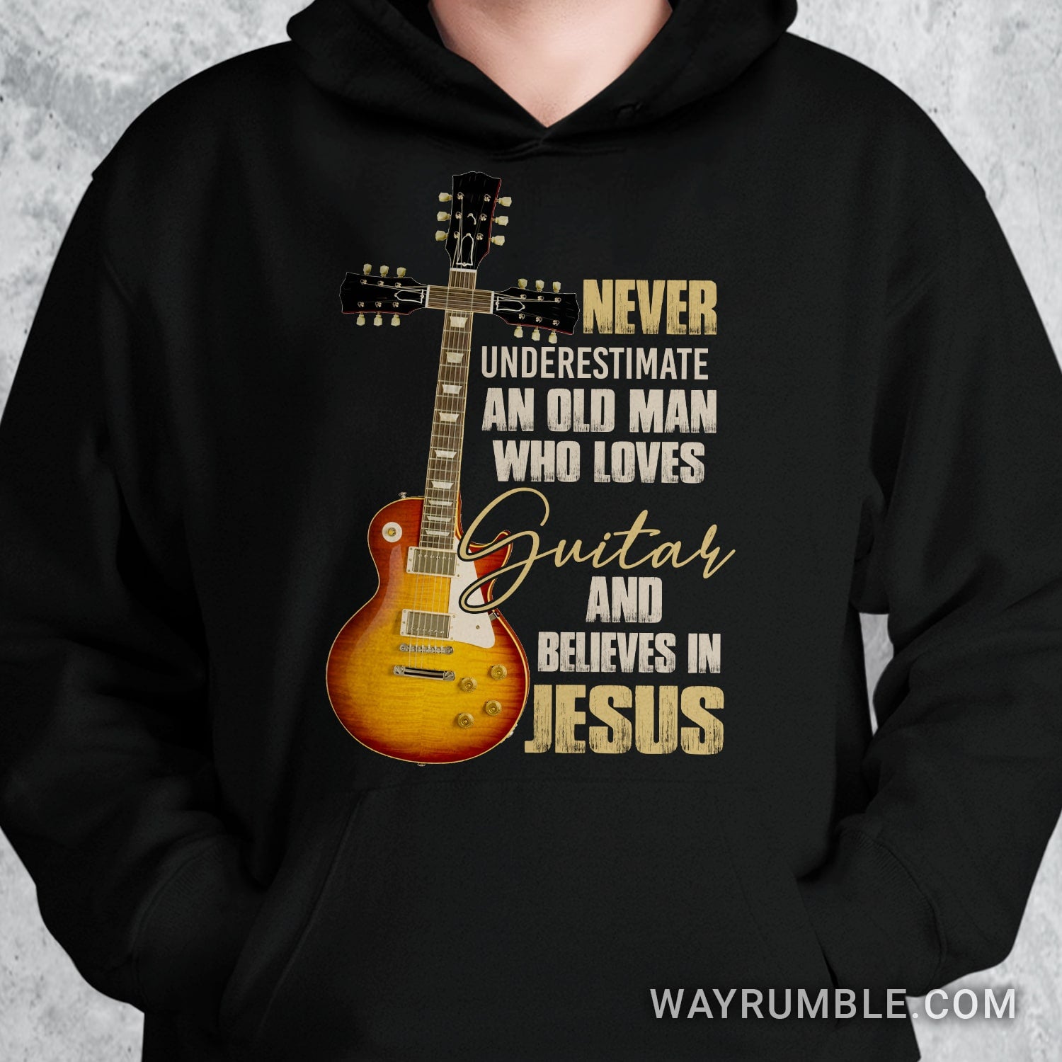 Vintage guitar, Never underestimate an old man who loves guitar - Jesus Black Apparel