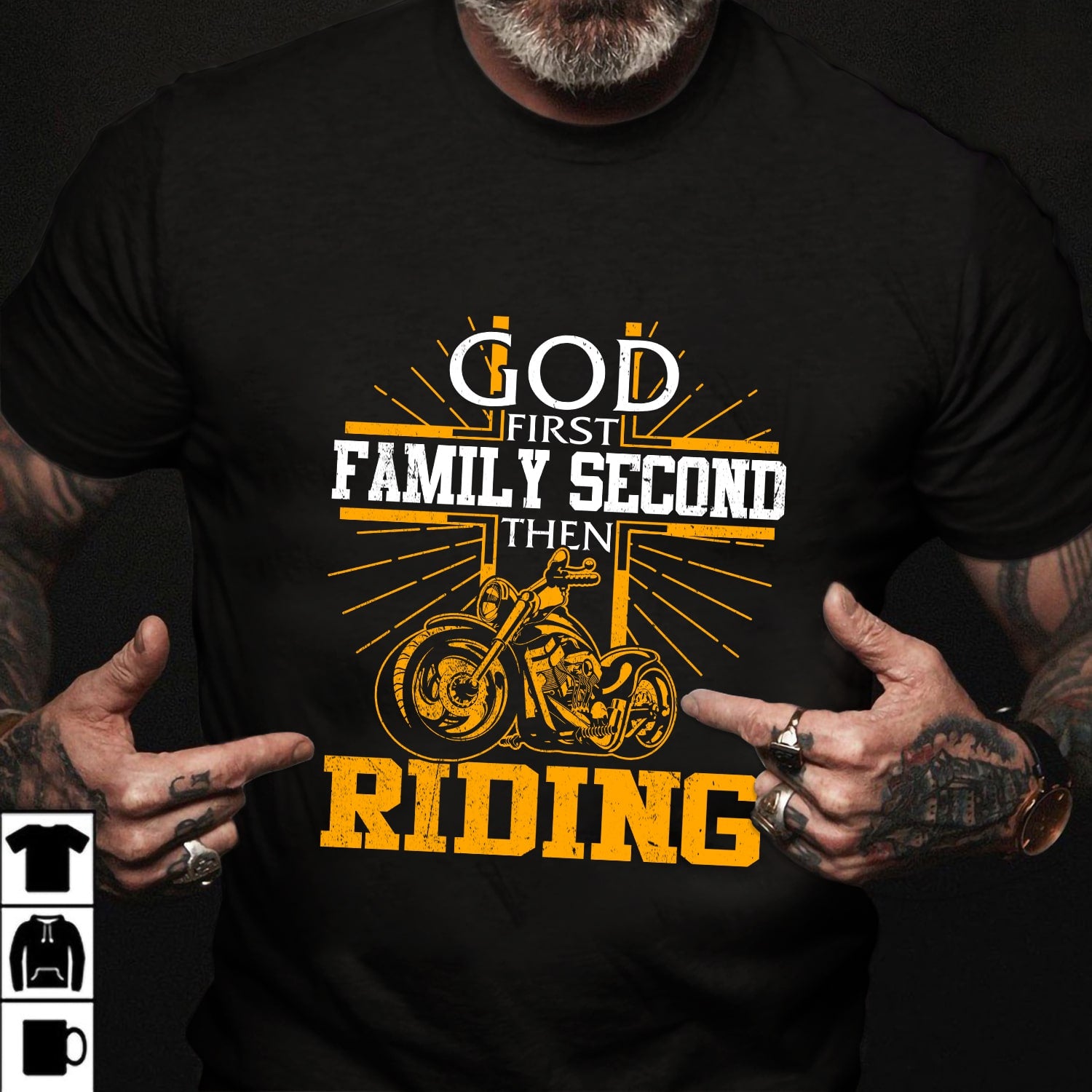 Riding - God first Family second then Riding - Black Apparel