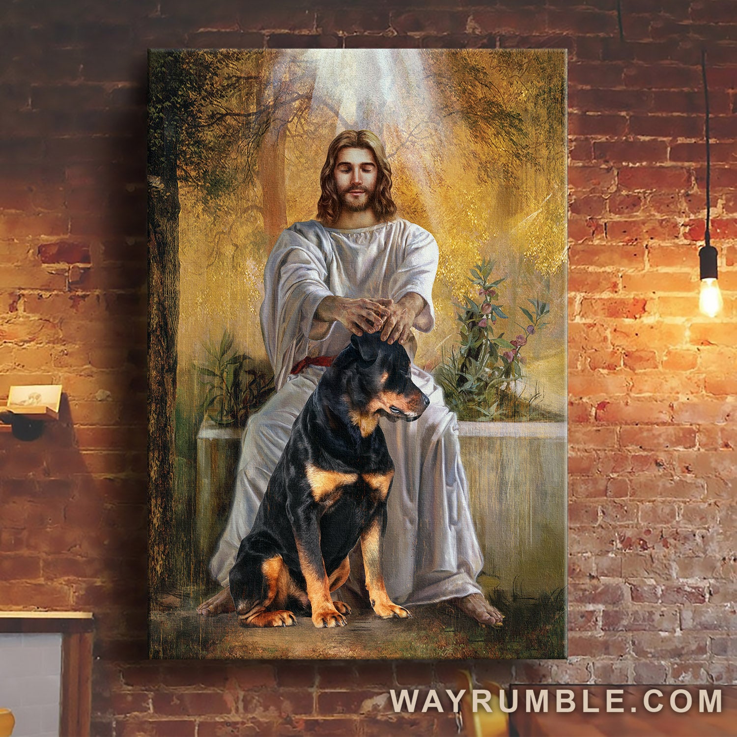 Rottweiler dog, Jesus painting, Animal drawing - Jesus Portrait Canvas Prints, Wall Art