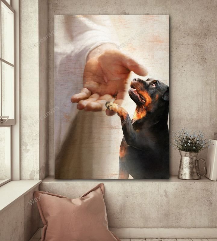 Rottweiler, Jesus hand, Take my hand -  Rottweiler Portrait Canvas Prints, Wall Art