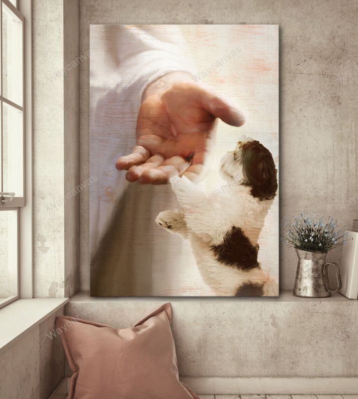Jesus hand, Shih Tzu, Take his hand - Shih Tzu Portrait Canvas Prints, Wall Art