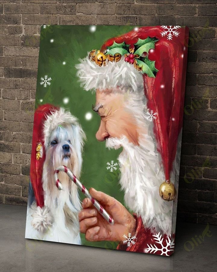 Shih Tzu, Santa Claus - Dog Portrait Canvas Prints, Wall Art