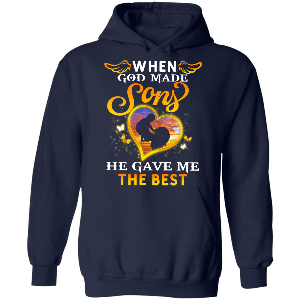 Mom and son silhouette, Sunset, When God made sons, He gave me the best - Family Apparel